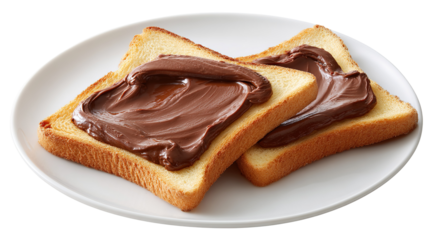 Sliced bread with chocolate spread, isolated on a white background, png, transparent