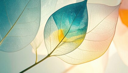 Translucent Colorful Leaves Closeup