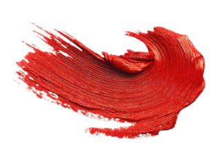 Vibrant crimson paint stroke, sweeping and textured