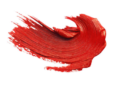 Vibrant crimson paint stroke, sweeping and textured
