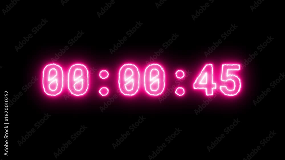 Aufkleber 00:00:40 to 00:01:00 seconds neon glow countdown timer animation