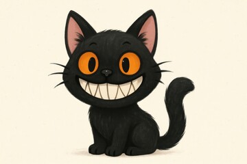 Whimsical black cat illustration