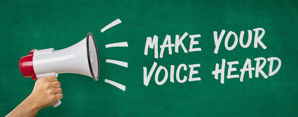 A man holding a megaphone - Make your voice heard