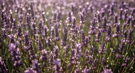 Obraz premium A field of lavender flowers in full bloom under the bright sunlight during the day time in the countryside