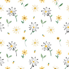 seamless pattern with camomiles