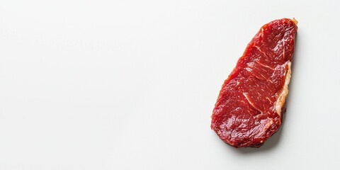 Clean cut raw meat steak with smooth edges on white background