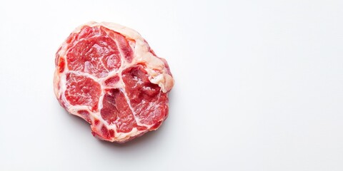 Clean cut raw meat steak with smooth edges on white background