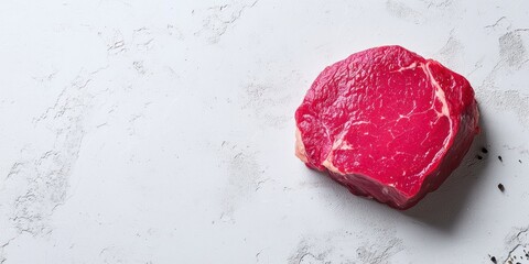 Clean cut raw meat steak with smooth edges on white background