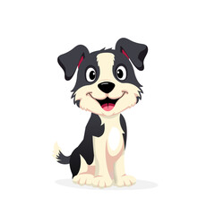 Cool cartoon cheerful dog flat vector character for games or cartoons on a white background