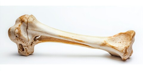 Close-up of patella bone as largest sesamoid on white background