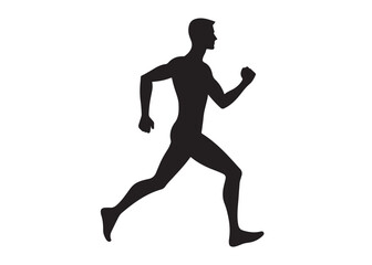 running person logo silhouette vector, vector logo icon of a running young person, running woman black logo silhouette vector, young person jogging logo vector silhouette on white background 