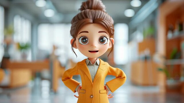 Cute Asian Cartoon Female in Suit/スーツ姿の可愛いアジア系カートゥーン女性5