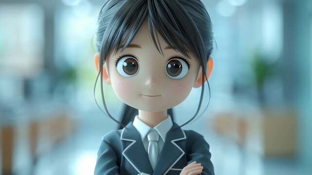 Cute Asian Cartoon Female in Suit/スーツ姿の可愛いアジア系カートゥーン女性8