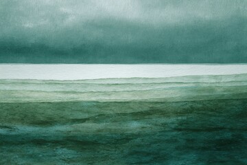 Muted teal and gray landscape with layered horizon