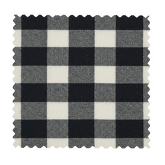 Rectangular brushed cotton flannel swatch, classic plaid pattern, soft napped texture, isolated on transparent background, top-down, soft studio light, no shadows. Fabric textile concept
