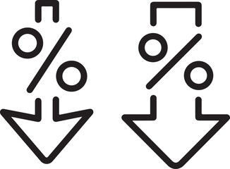 Discount Arrow Icon Vector – Sale, Percentage, Price Drop, Offer, Outline