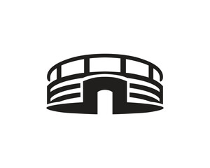 Vector illustration of a large stadium in silhouette