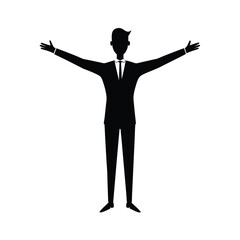 Black silhouette of a businessman standing with arm raised Vector illustration