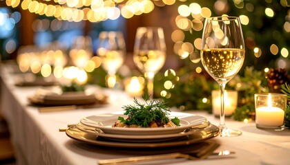 Festive holiday table setting with a meal