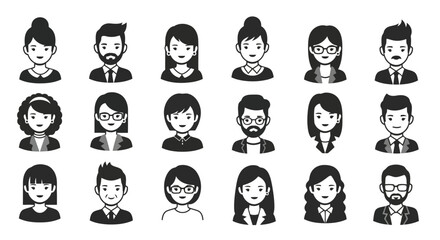 Vector illustration of collection of diverse people icons isolated on white background