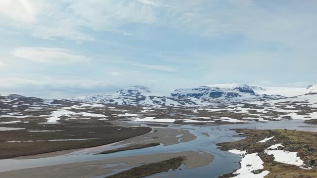 Hardangerjokulen Largest Glacier In Mainland Norway. Aerial Drone Shot