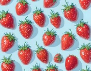 strawberry seamless pattern with blue background