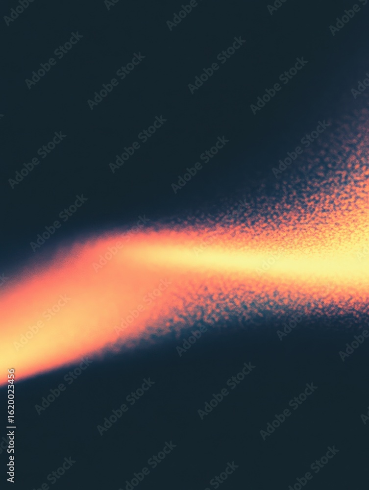 Poster orange and yellow light beam effect with glowing particles on dark background. digital abstract text