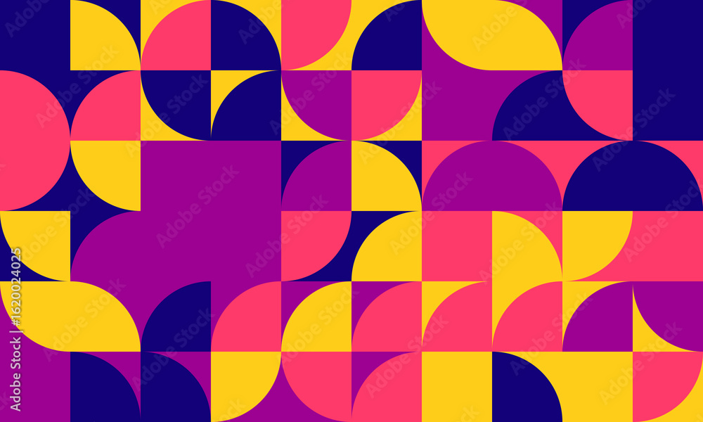 Poster vibrant geometric abstract background. bold colors and shapes create a modern, dynamic design ideal 