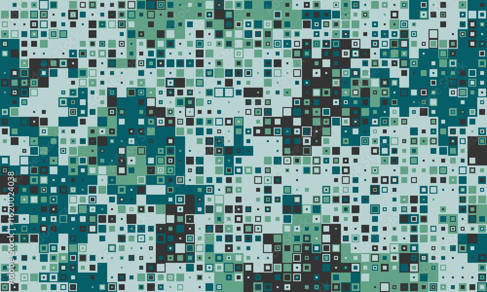 Poster abstract teal and green pixelated pattern. perfect for website backgrounds, tech presentations, or m