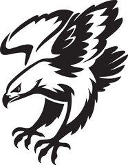 Aggressive eagle with talons extended design, Fierce eagle bird in black and white