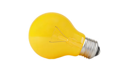 3d yellow light bulb , 3d icons in plastic style isolated on a transparent  background