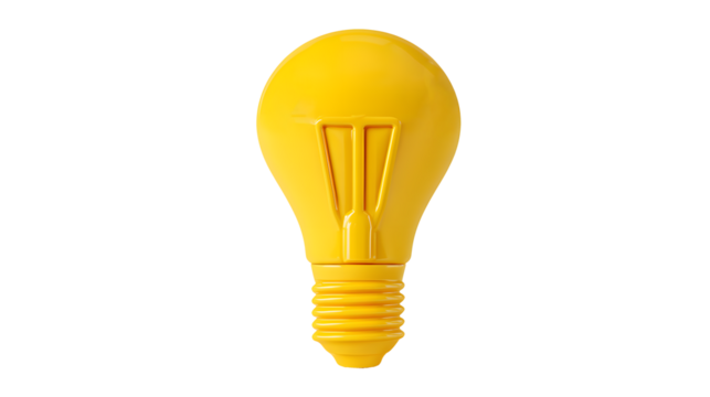 3d yellow light bulb , 3d icons in plastic style isolated on a transparent background