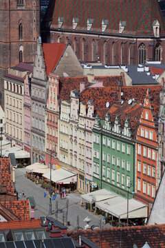 Old Town view from Marlii Magdaleny Church, Wroclaw, Silesia, Poland