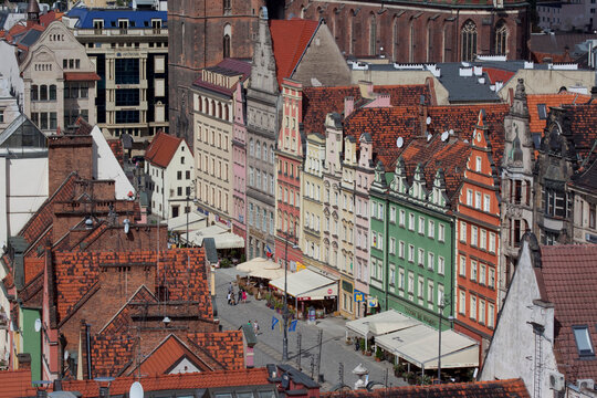 Old Town view from Marlii Magdaleny Church, Wroclaw, Silesia, Poland