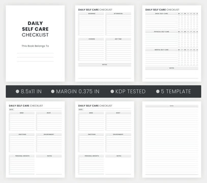 Daily Self Care Checklist Printable, Self Care Habit Tracker, self-care routine, self-love