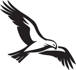 Obraz premium Dynamic eagle in flight graphic vector, Black and white bird of prey illustration