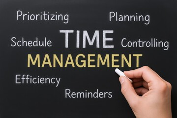 Effective Time Management Strategies Illustrated: A Chalkboard Concept for Productivity and Organization
