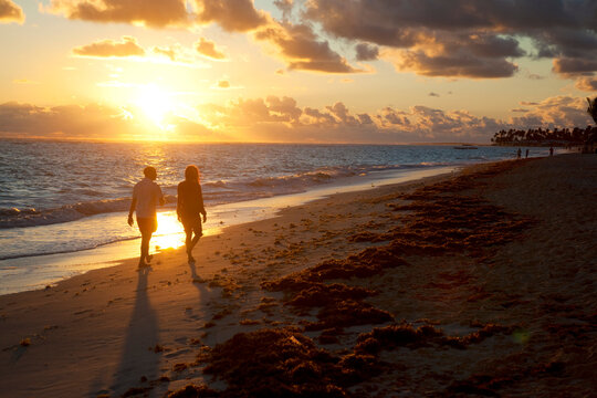 Bavaro Beach at sunrise, Punta Cana, Dominican Republic, West Indies, Caribbean