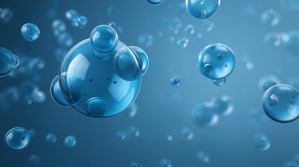 Abstract Blue Bubbles or Microscopic Cells