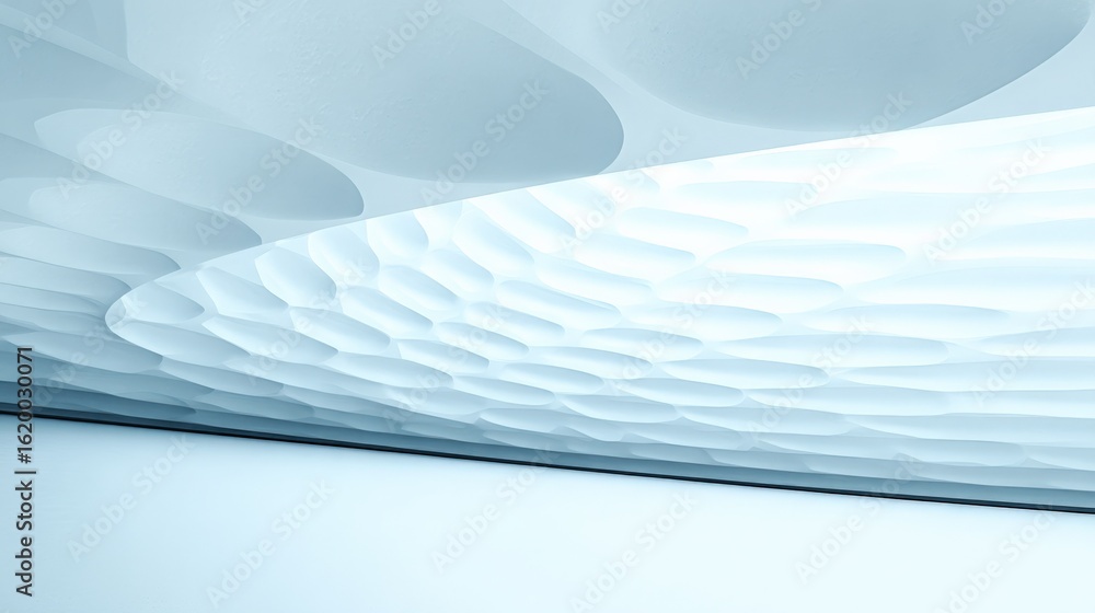 Poster sleek modern architectural ceiling design with textured patterns in soft white tones