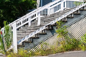 damaged stair case on an old church