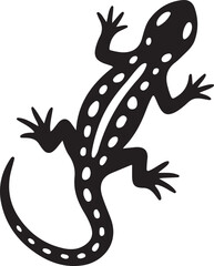 Spotted lizard graphic black and white, Black reptile design with white details
