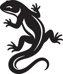 Dynamic salamander silhouette black vector, Salamander graphic design white background
