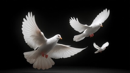 Elegant White Doves in Flight: A Symbol of Peace and Freedom