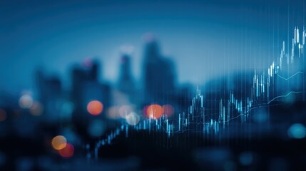 Dynamic Financial Growth Chart Set Against Urban Skyline: A Symbol of Success and Progress