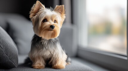 Charming Yorkshire Terrier Portrait in Cozy Indoor Setting