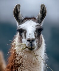 Obraz premium Llama Eating Grass
