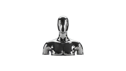 Sleek chrome mannequin torso reflects modern style and retail display potential