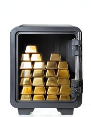 A secure vault filled with gleaming gold bars, representing wealth and financial security.