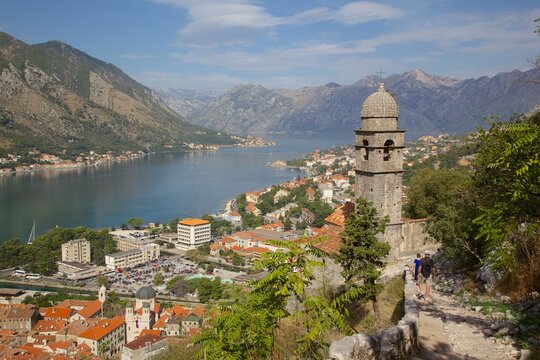 Chapel of Our Lady of Salvation and view over Old Town, Kotor, UNESCO World Heritage Site, Montenegro